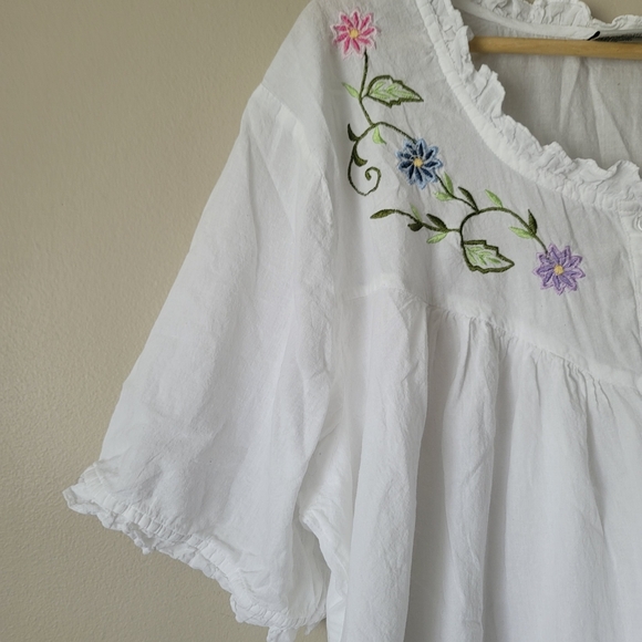 Goald Coast 100% Cotton Embroidered Prairie Dress White XL - Picture 3 of 9